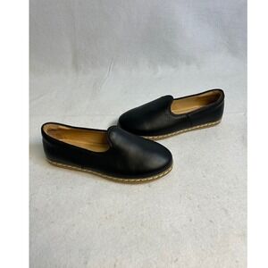Minimalist Artisan Charix Womens 35 Black Leather Hand-Stitched Loafer Flats